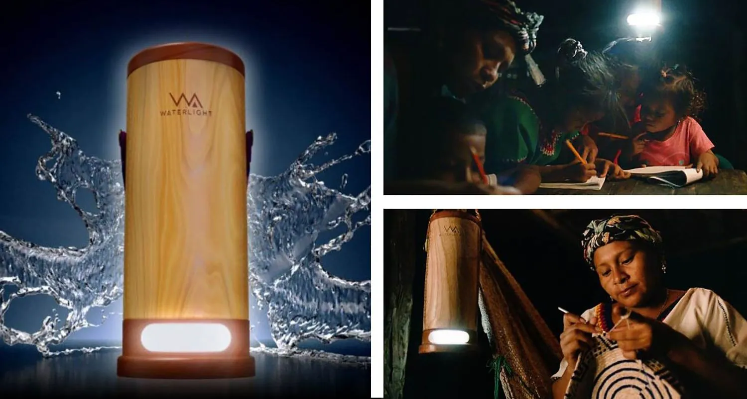 Kolumbijská eko lampa Waterlight napájaná slanou vodou