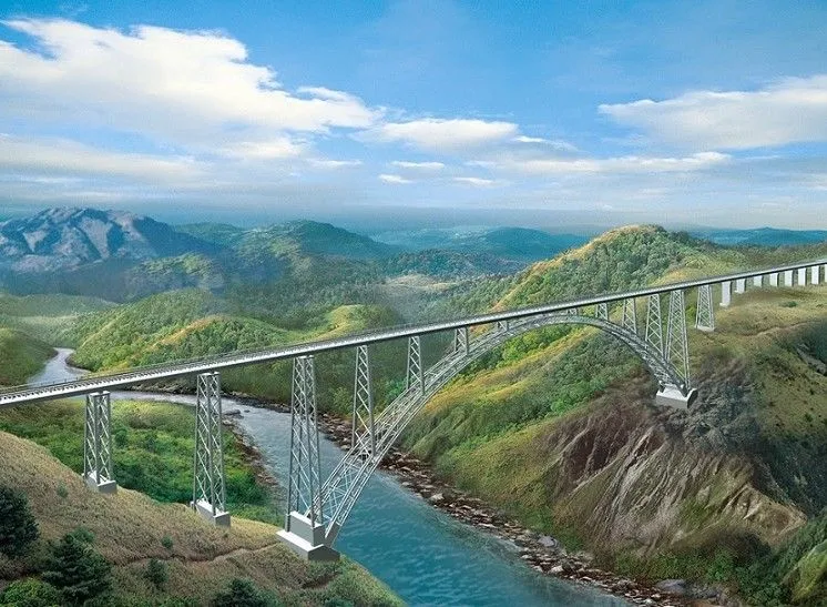 Najvyšší železničný most na svete spojazdnia v zime