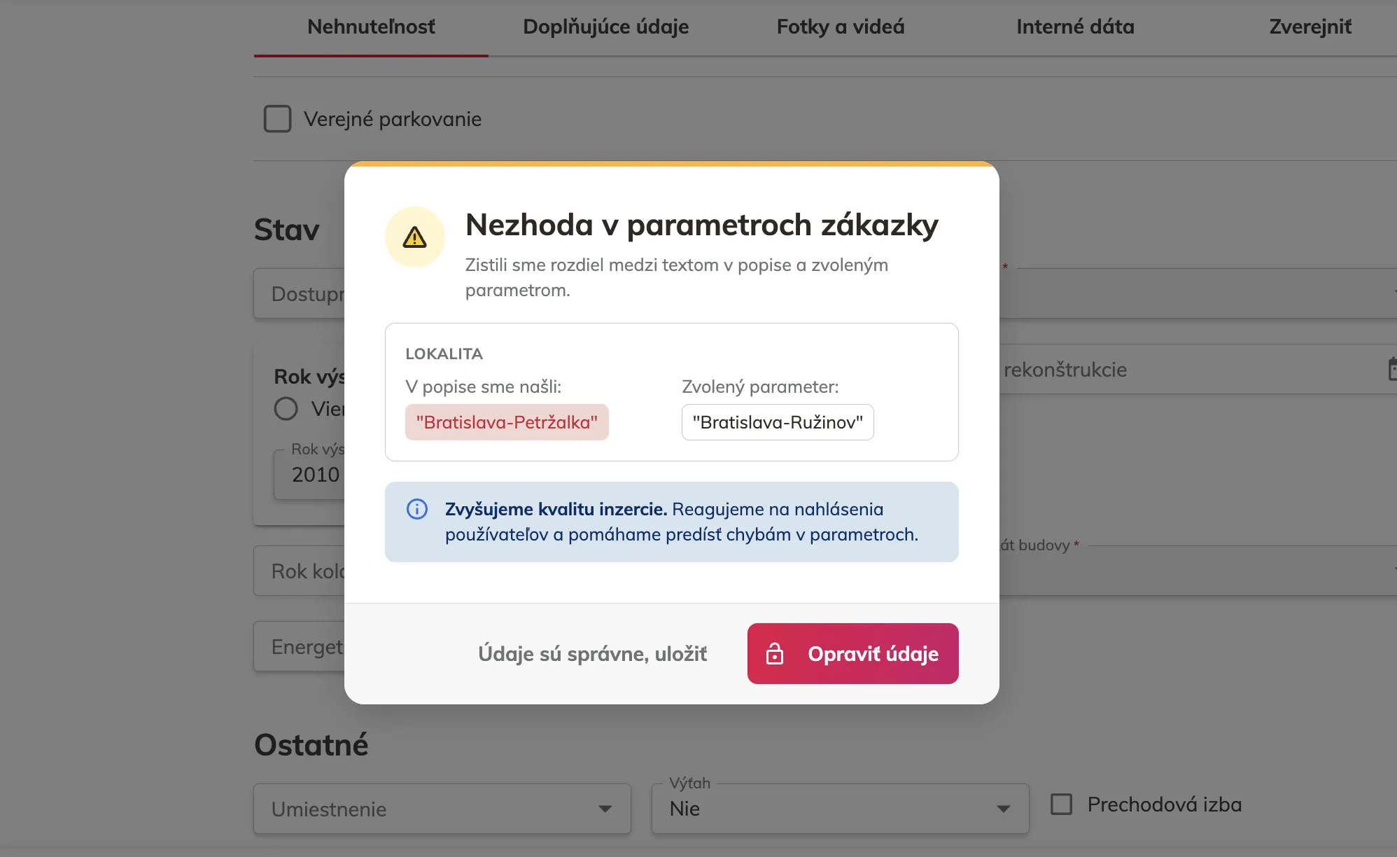 Validácia lokality