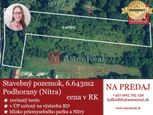 IBA U NÁS! Rovinatý investičný stavebný pozemok 6643m2,Podhorany,Nitra