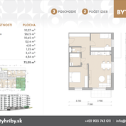 Slnečný 3 izbový byt v novostavbe Hríby, (B35)