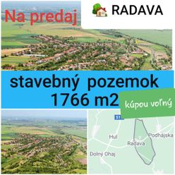 REALITY PROGRES EXKLUZÍVNE PONÚKA POZEMOK 1766 m2 RADAVA okres NOVÉ ZÁMKY