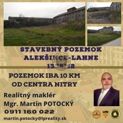 Veľký 13,35 árový stavebný pozemok Alekšince-Lahne