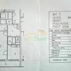 1- izbový byt so 6m loggiou v pôvodnom stave, Bernoláková, Košice