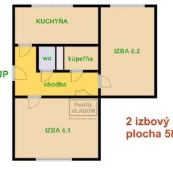 Veľký 2 izbový byt, plocha 58 m2, ul. P. Horova, Prešov - sídl. Sekčov.