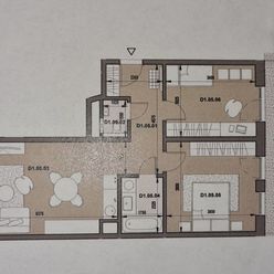 predaj NOVOSTAVBA 3-izb. byt v projekte Prúdy I.etapa, celková výmera 105,73m2, odovzdanie september