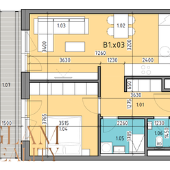 BORY BÝVANIE 3 - 2i byt, 63 m2 - novostavba, ŠTANDARD, loggia, PIVNICA