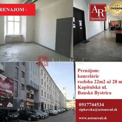 PRENÁJOM:Kancelárie od 22m2 do 28m2, Kapitulská ul. Banská Bystrica