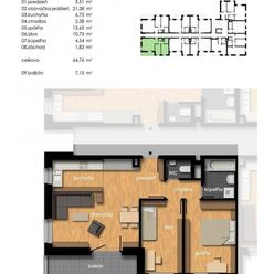 Predaj 3- izbový byt s balkónom v  novostavbe