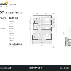 3 izbový slnečný byt s dvoma balkónmi v projekte Panorama Žilina, byt č.207