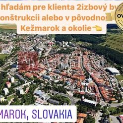 Hľadám pre klienta 2 izbový byt v lokalite Kežmarok a okolie