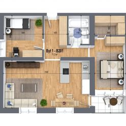 [B201] 3i byt v projekte bývanie Hybešova (Rača), len 300m od električky