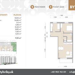 3 izbový byt s južným balkónom v novostavbe Hríby, (A26)
