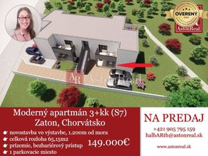 IBA U NÁS! Moderný appt. 3+kk (S7), 65,15m2, prízemie,Zaton,Chorvátsko
