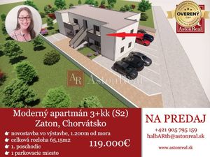 IBA U NÁS! Moderný appt. 3+kk (S2), 65,15m2, 1.posch.,Zaton,Chorvátsko