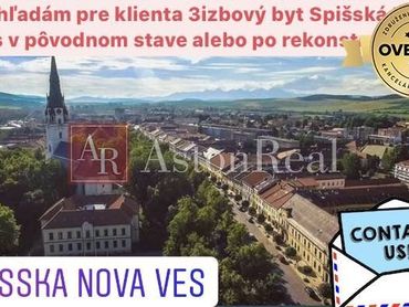 Hľadám pre klienta 3 izbový byt Spišská Nová Ves