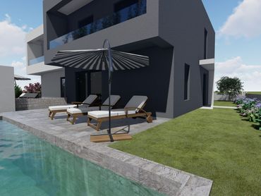 Nový atraktivní řadový dům s bazénem, Vodice, Chorvatsko