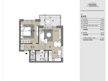 2-izbový byt E412 v novostavbe Zelené Vlčince