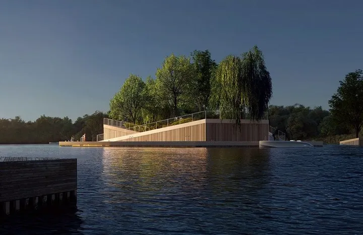 Starý pieskový lom v Miláne sa premení na park s plávajúcimi ostrovmi