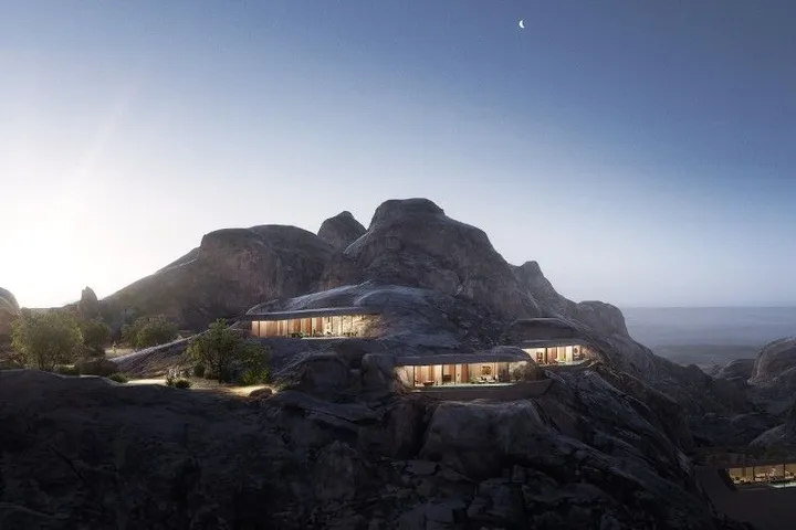 Saudská Arábia buduje nový hotel v púštnych skalách