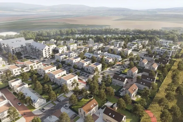 Letecký pohľad na projekt Vážky v Trenčíne