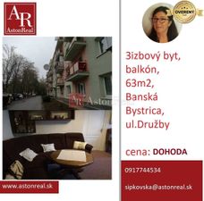 3izbový byt, 63m2, balkón, Banská Bystrica, ul.Družby, DOHODA