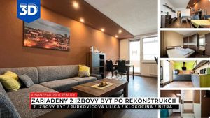 Zariadený 2 izbový byt s 2 balkónmi, Jurkovičova, Klokočina, Nitra + 3D