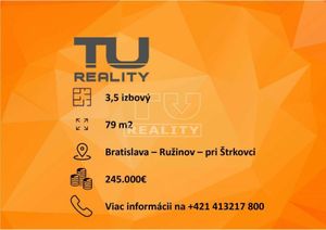 Veľký 3,5 izbový byt pri Štrkovci - Bratislava m.č. Ružinov 79m²