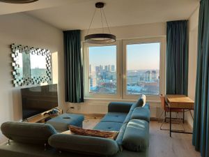 RENTED - modern 2 room apartment with green balcony in new building, parking, 24hour reception, Star