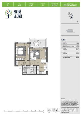 2-izbový byt E412 v novostavbe Zelené Vlčince - obrázok